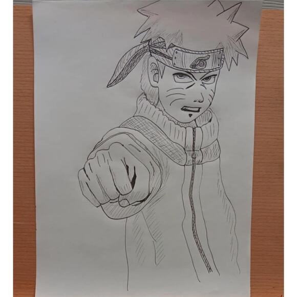 Naruto Shippuden Anime Manga Sakura Micron Ink Drawing 9 x 12 Strathmore Paper - Picture 1 of 2